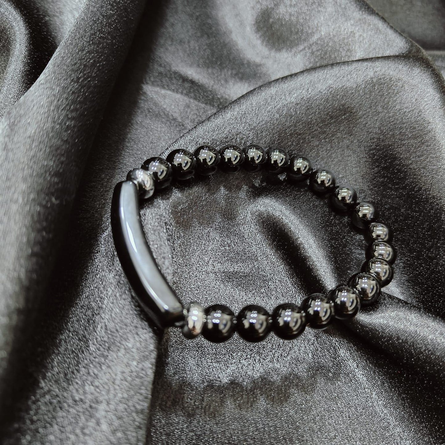 Black Obsidian Arc Top Bracelet | Protective Gemstone Bracelet for Grounding & Clarity