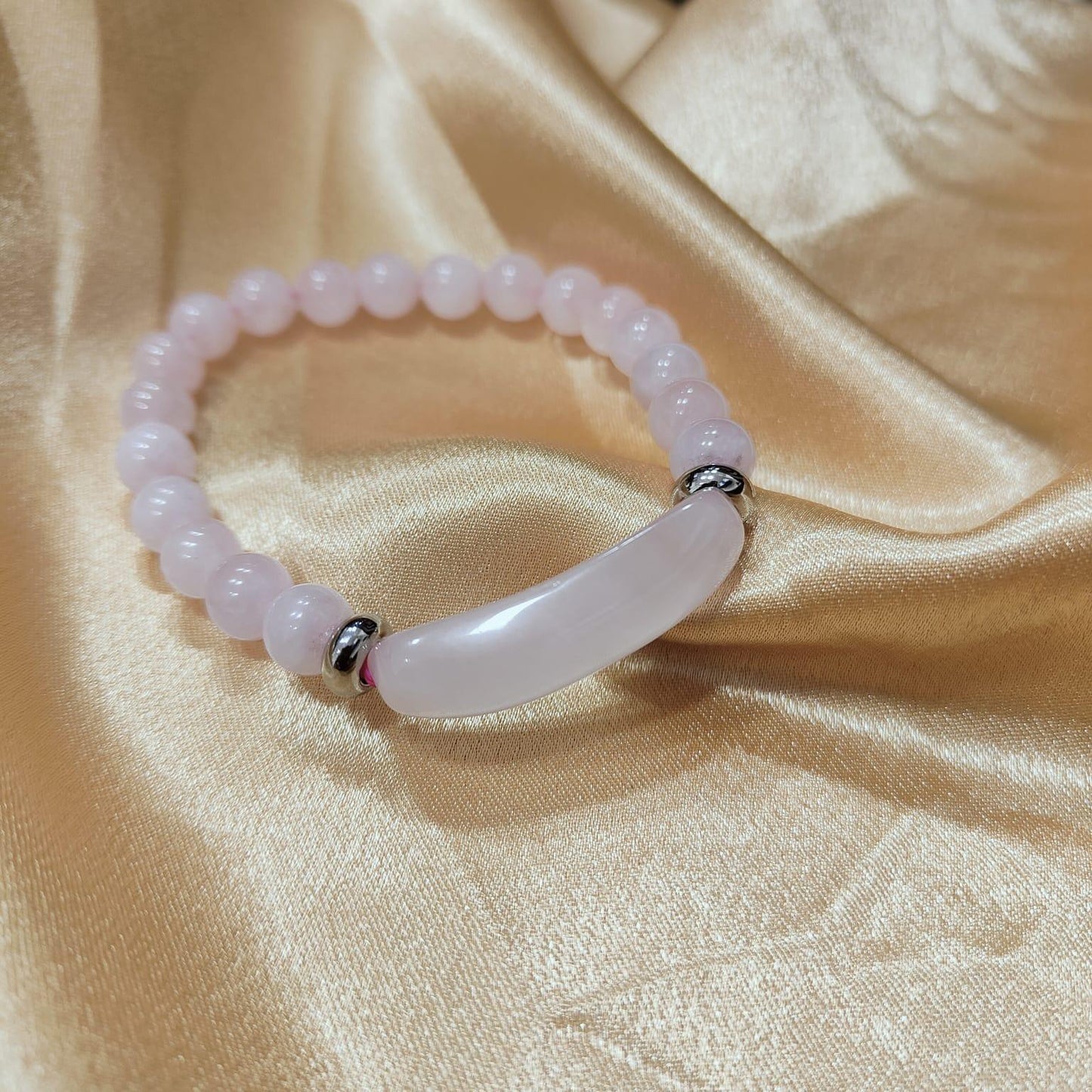 Rose Quartz Arc Bracelet | Healing Gemstone Bracelet for Love & Calming Energy