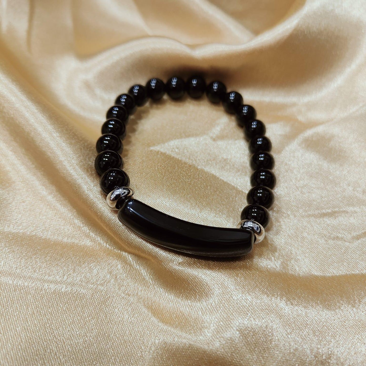 Black Obsidian Arc Top Bracelet | Protective Gemstone Bracelet for Grounding & Clarity