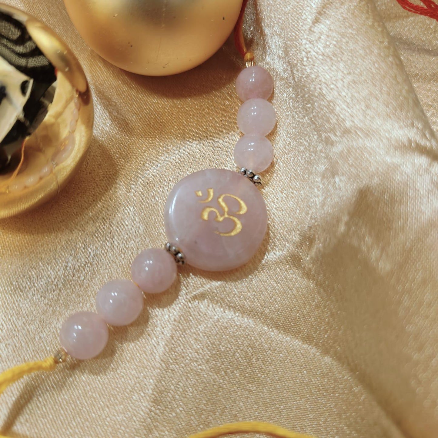 Rose Quartz Crystal Rakhi | Healing Gemstone Rakhi for Love & Positivity