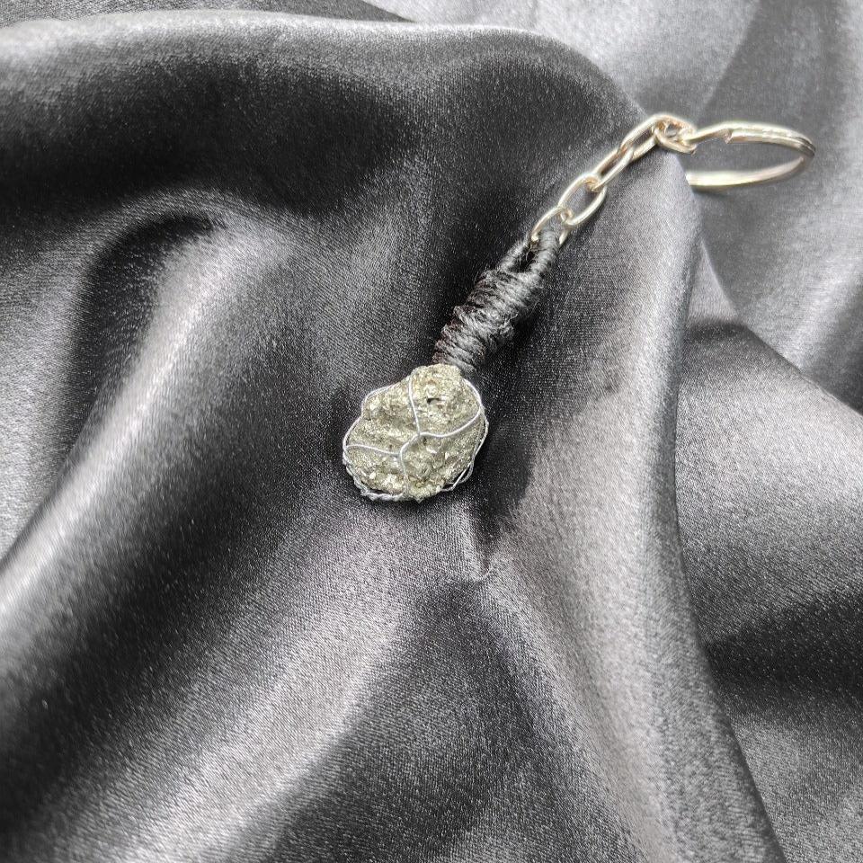 Pyrite Raw Crystal Key-Chain for Protection & Abundance | Natural Healing Stone Keychain for Positive Energy, Wealth, and Feng Shui