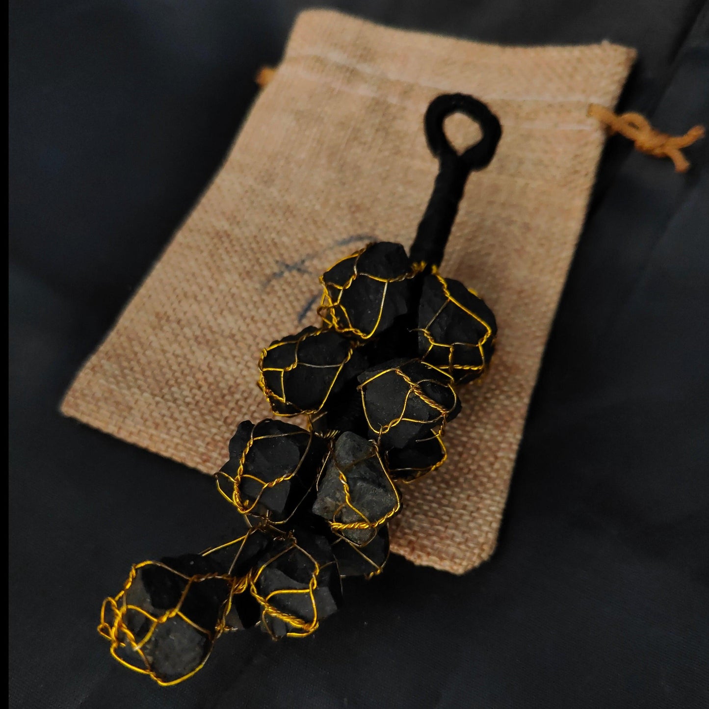 Black Tourmaline Door Hanging | Powerful Crystal Protection for Positive Home Energy