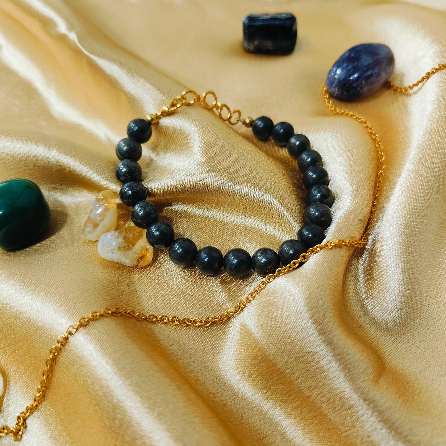 Pyrite Bracelet | Genuine Healing Crystal Jewelry for Wealth, Protection, and Confidence