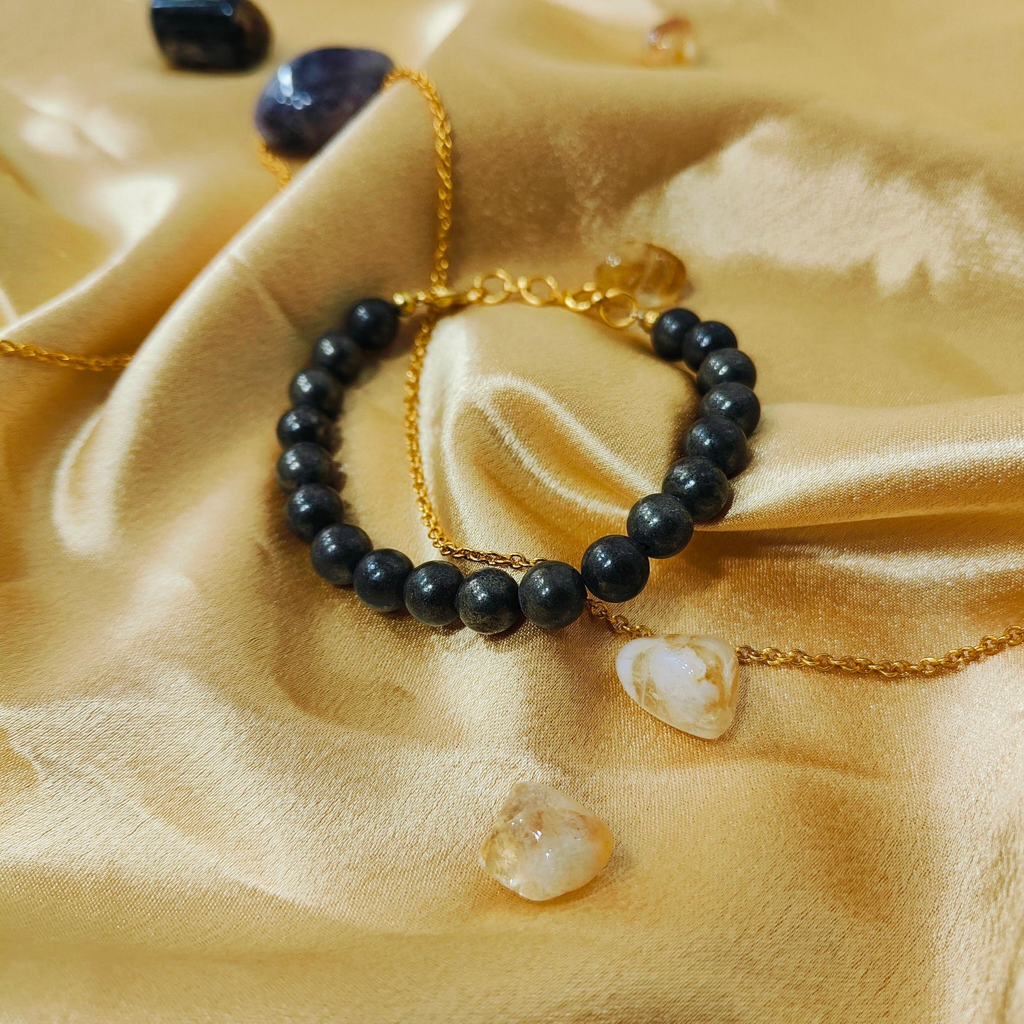 Pyrite Bracelet | Genuine Healing Crystal Jewelry for Wealth, Protection, and Confidence