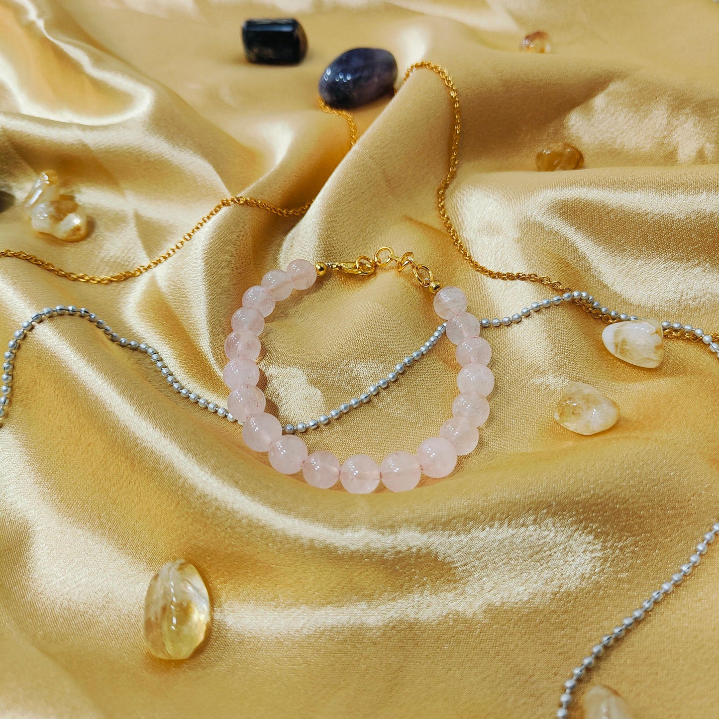 Rose Quartz Bracelet | Natural Crystal Jewelry for Love, Healing, and Emotional Balance