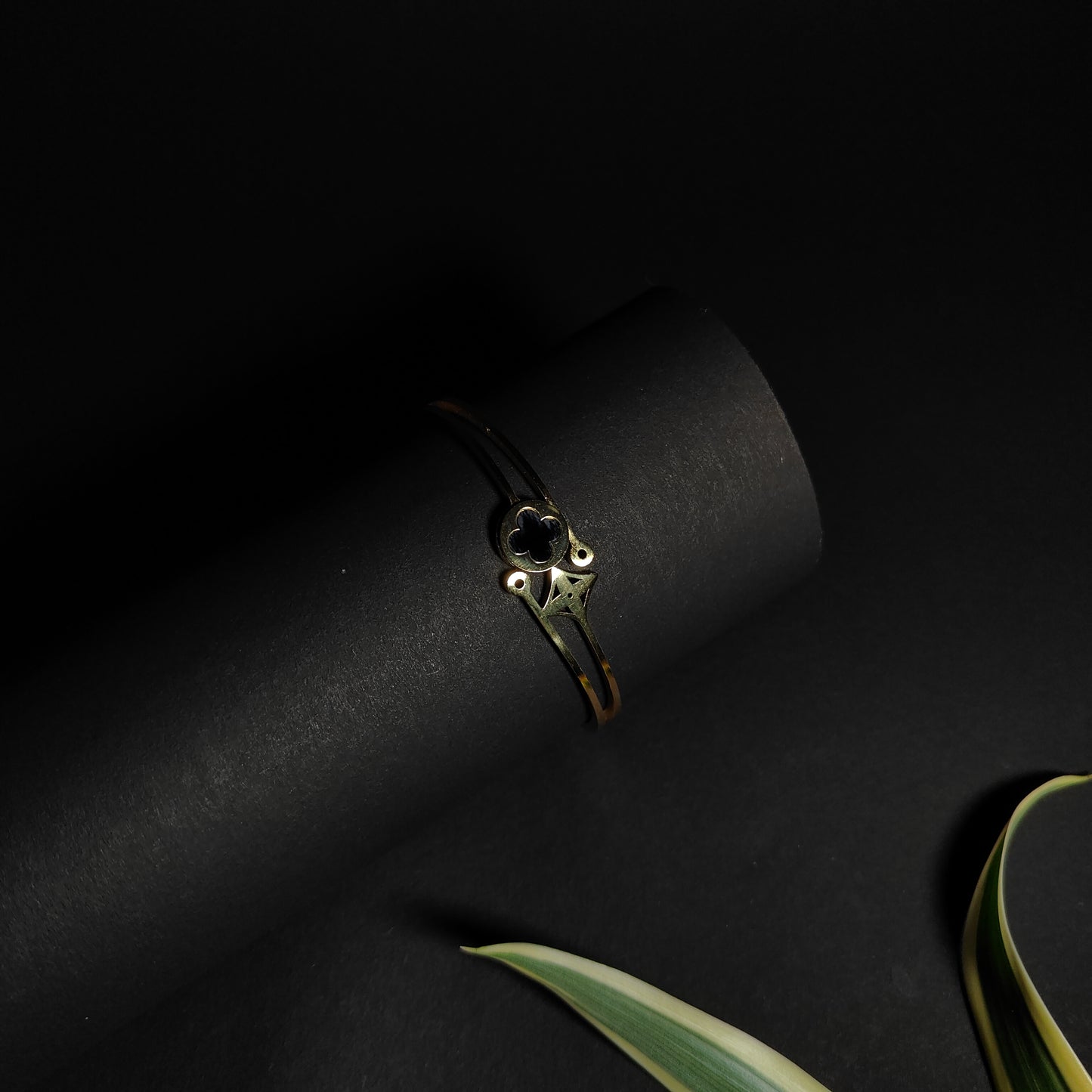 Elegant Gold Double Clover Bangle | Anti Tarnish Symbolic Bangle for Women | Modern Fashion Jewellery