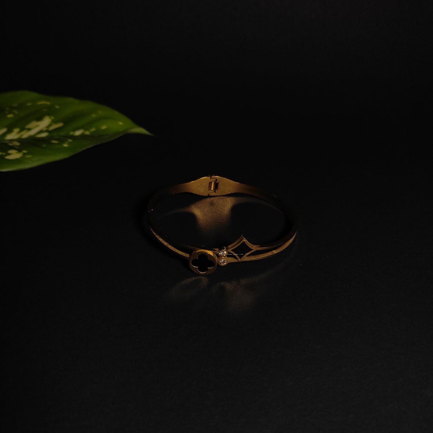 Elegant Gold Double Clover Bangle | Anti Tarnish Symbolic Bangle for Women | Modern Fashion Jewellery