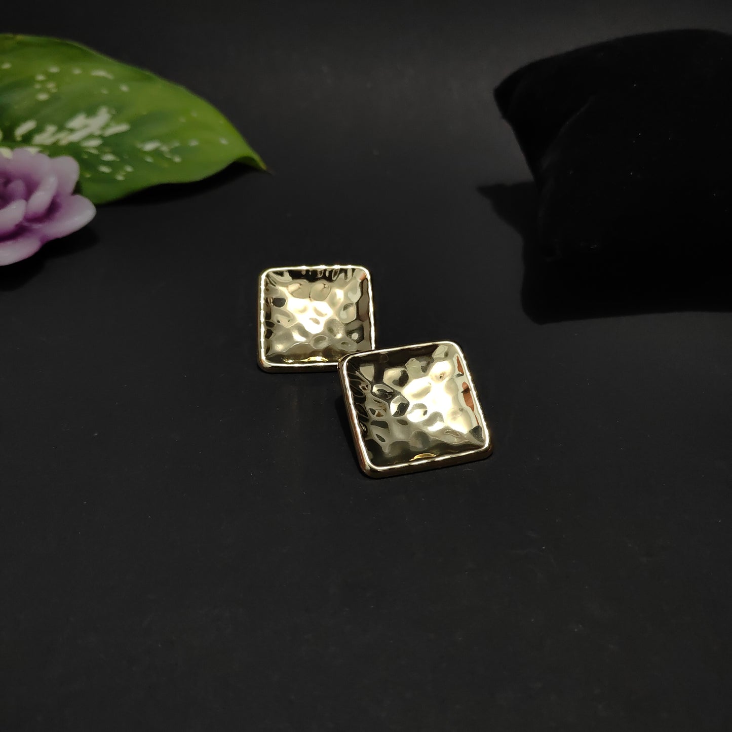 Forge Square Studs | Hammered Textured Geometric Statement Studs