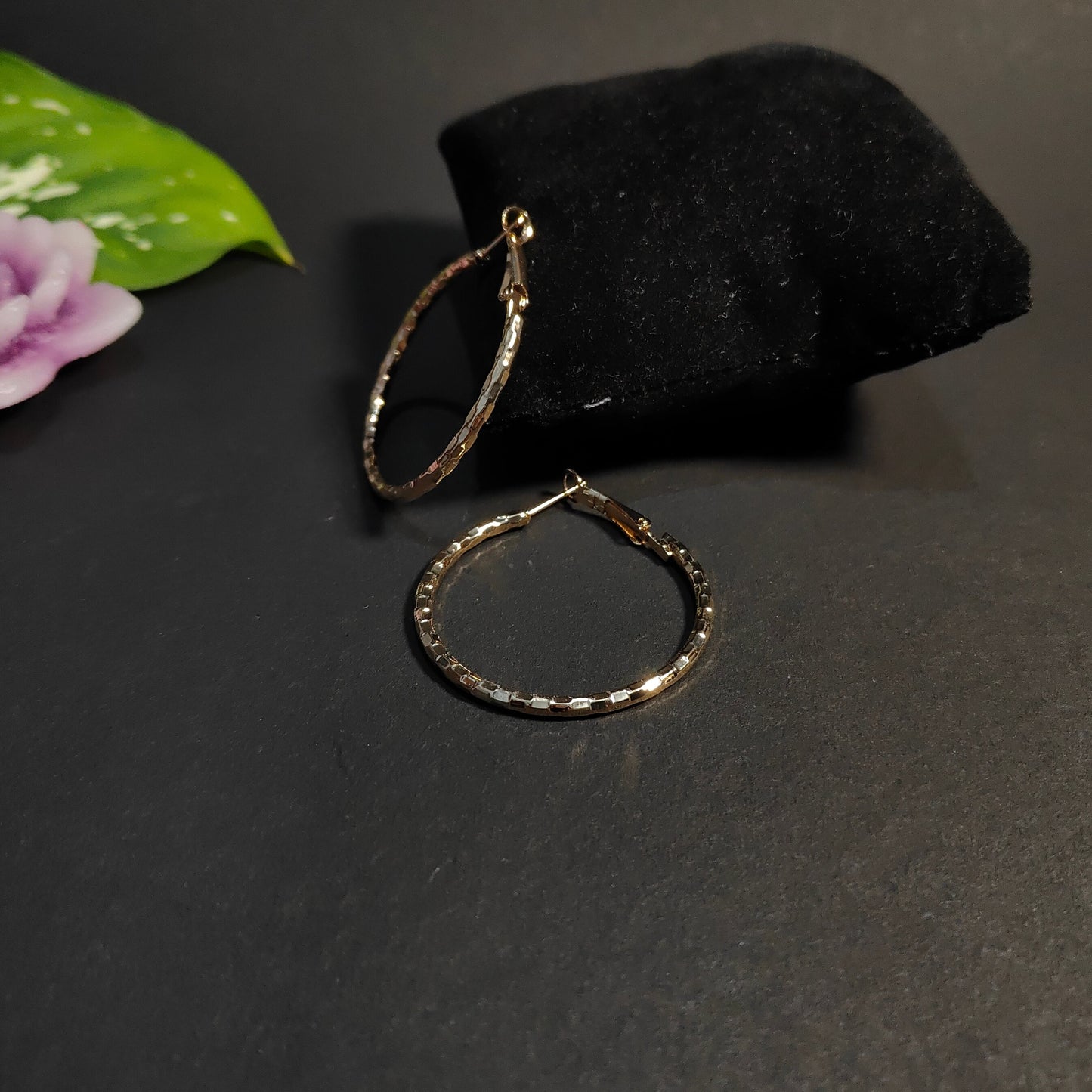 Mosaic Gold Texture Hoops | Light Catching Faceted Gold Hoops for Women