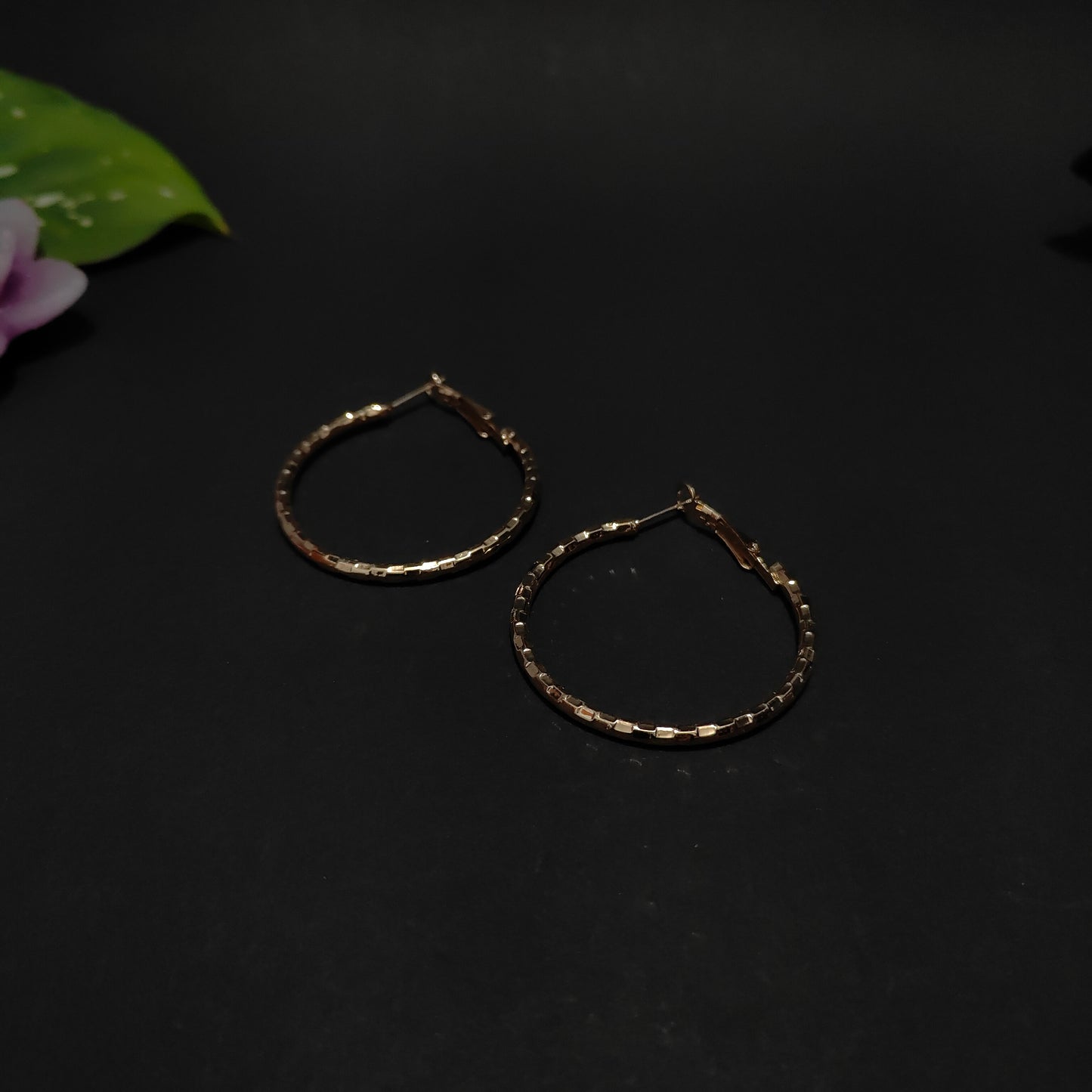 Mosaic Gold Texture Hoops | Light Catching Faceted Gold Hoops for Women