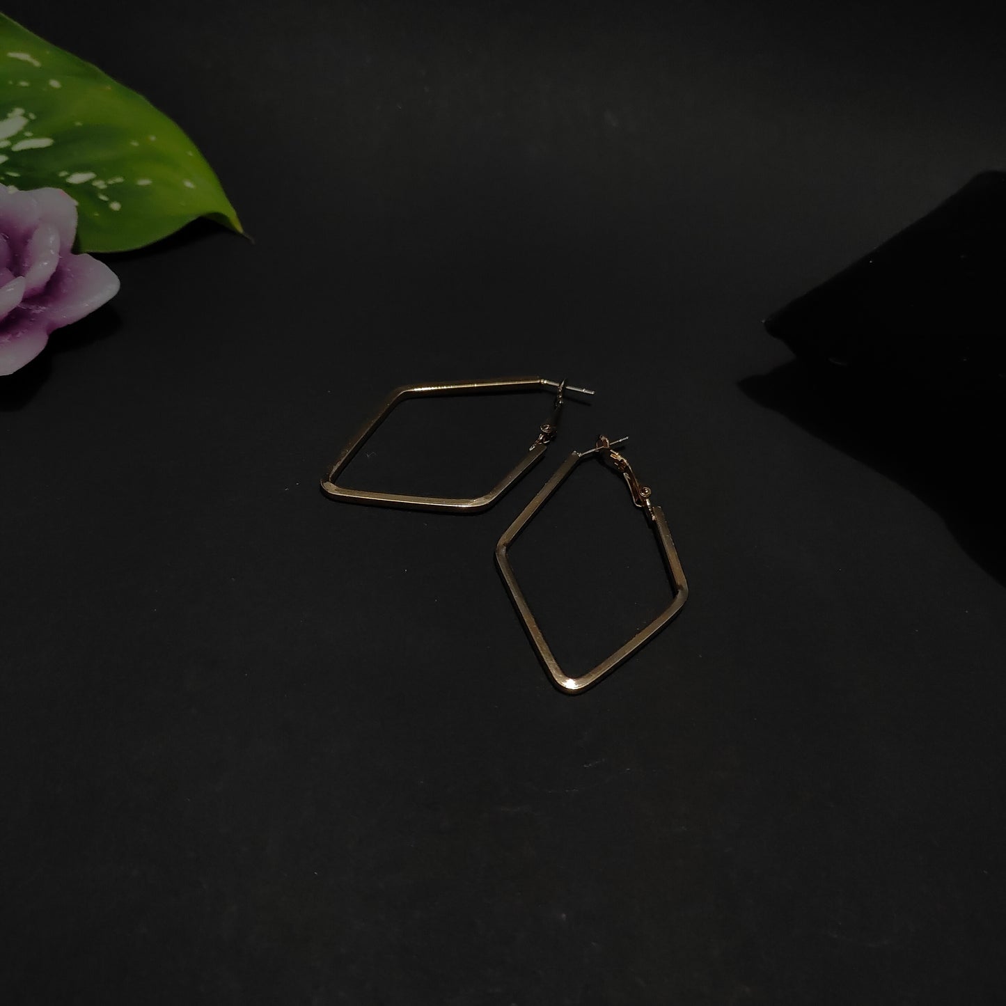 Aurelian Facet Hoops | Geometric Diamond Shaped Gold Statement Hoops