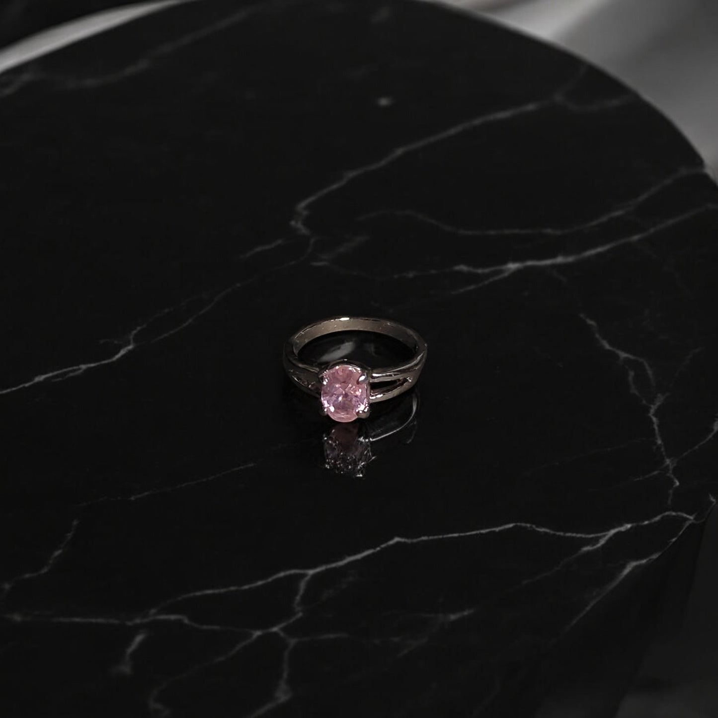 Pink Spinel Solitaire Ring | Oval Pink Gemstone Bezel Set Ring for Women