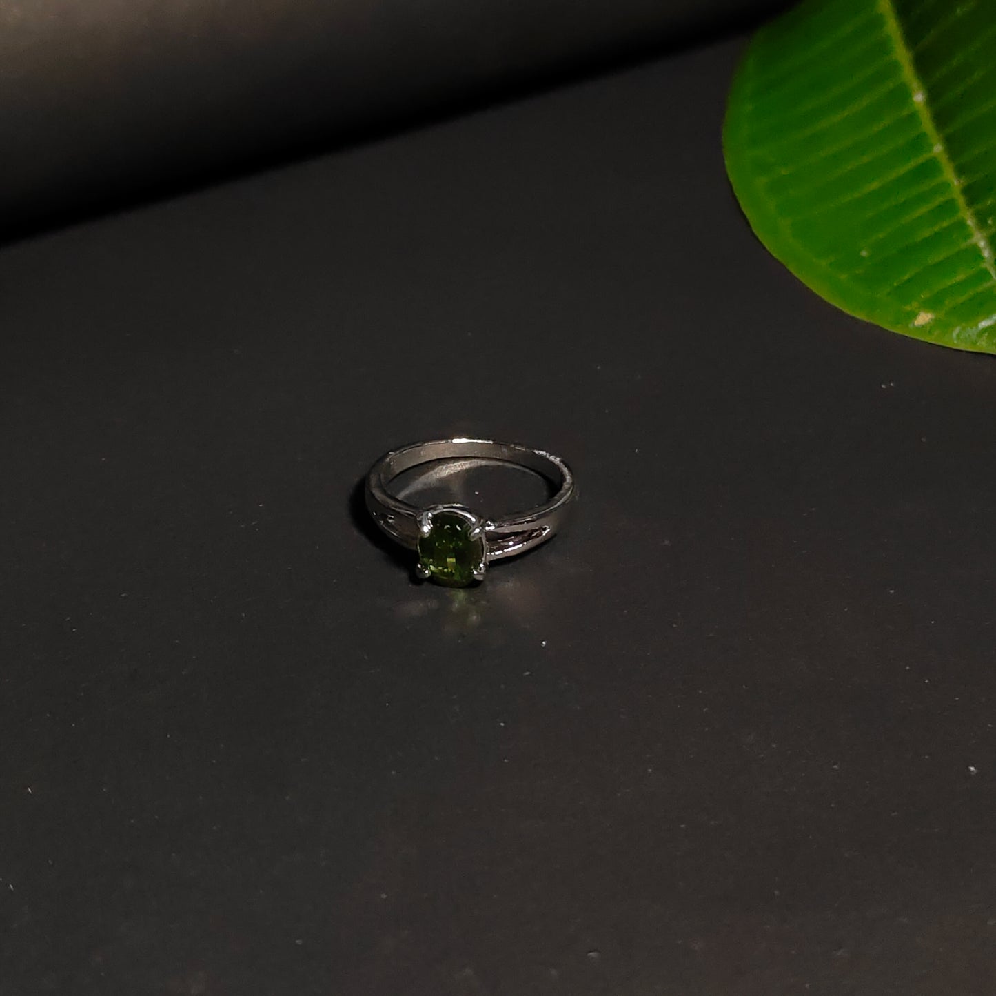 Green Spinel Solitaire Ring | Oval Green Gemstone Bezel Set Ring for Women