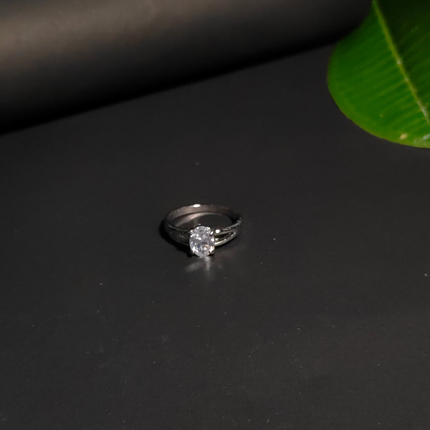 Clear Spinel Solitaire Ring | Oval Clear  Gemstone Bezel Set Ring for Women