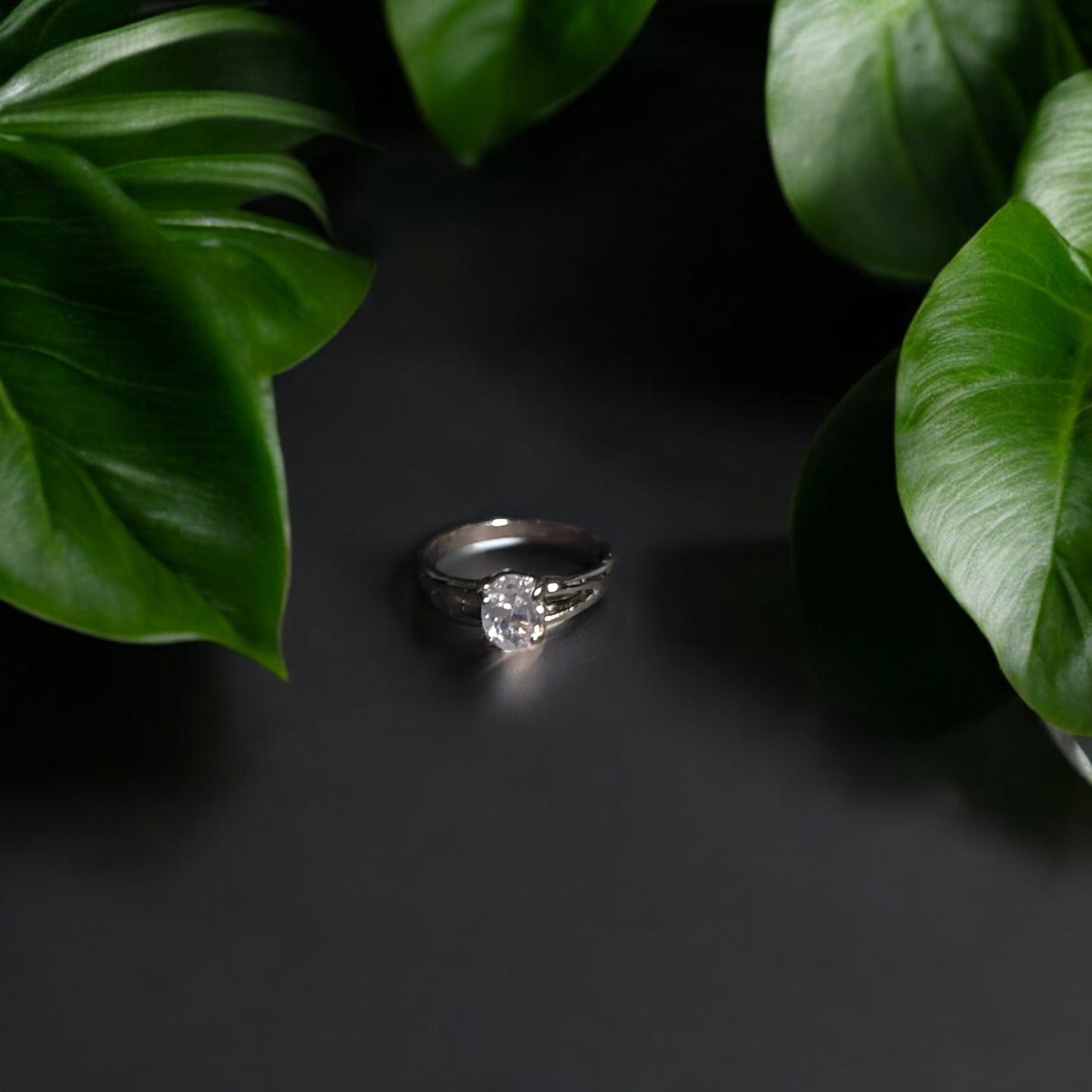 Clear Spinel Solitaire Ring | Oval Clear  Gemstone Bezel Set Ring for Women