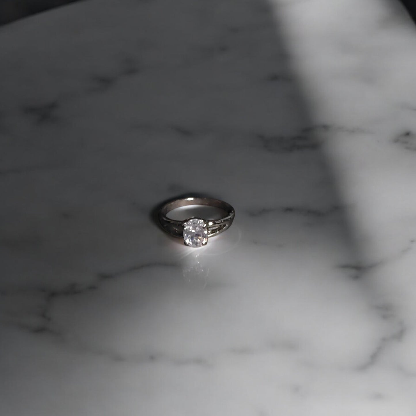 Clear Spinel Solitaire Ring | Oval Clear  Gemstone Bezel Set Ring for Women