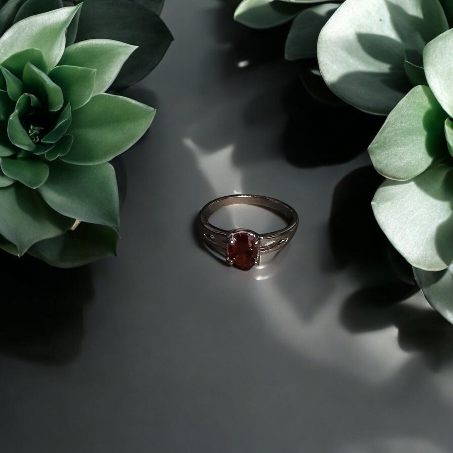 Red Spinel Solitaire Ring | Oval Red Gemstone Bezel Set Ring for Women