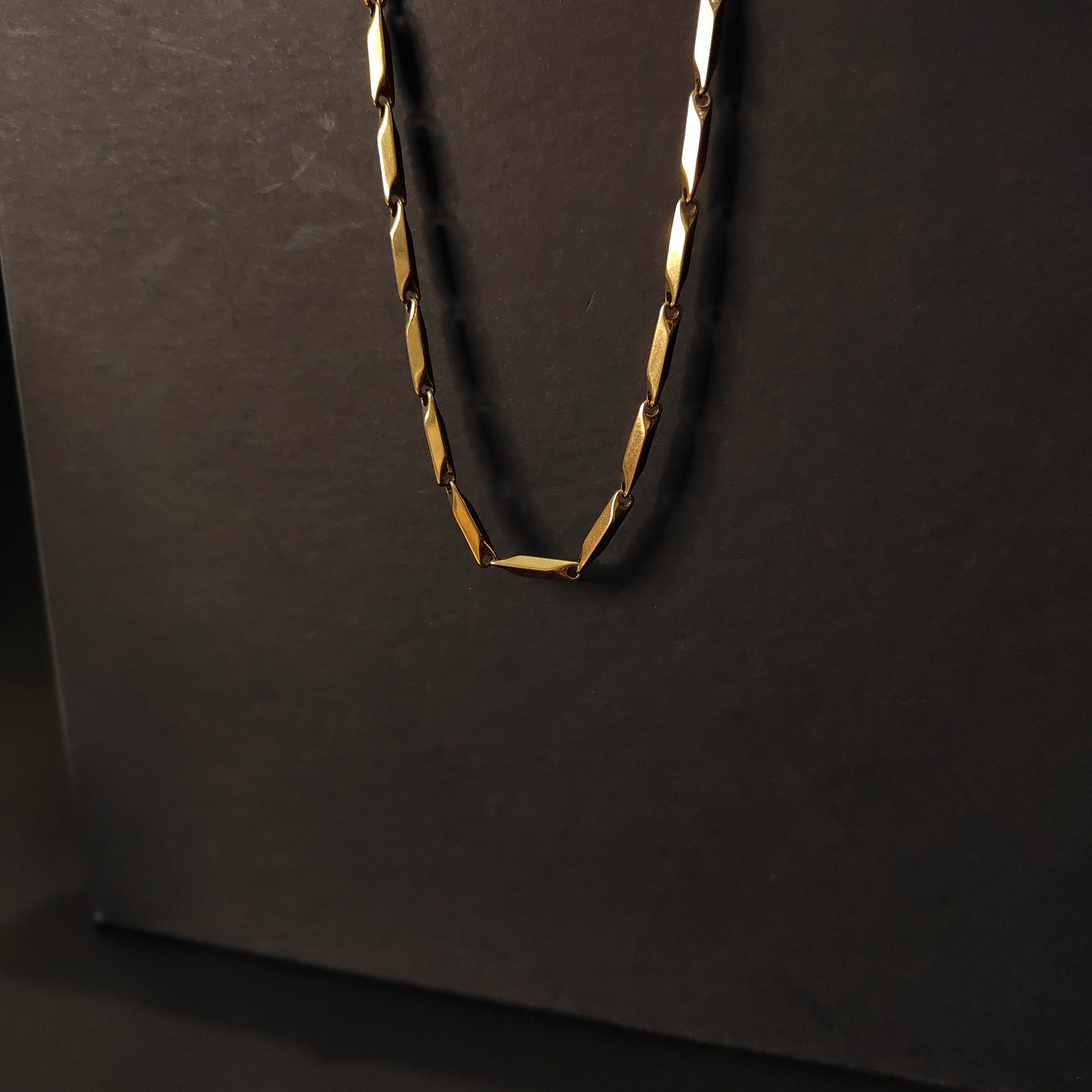Gold Bar Link Chain Necklace | Modern Geometric Gold Link Chain | Minimalist Gold Fashion Necklace