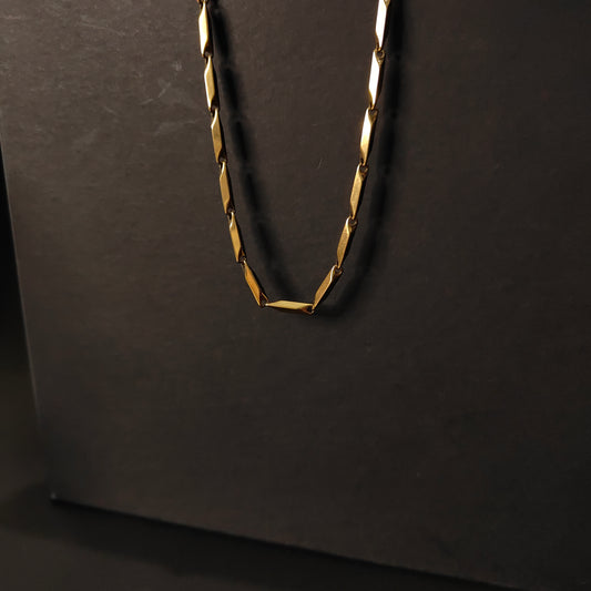 Gold Bar Link Chain Necklace | Modern Geometric Gold Link Chain | Minimalist Gold Fashion Necklace