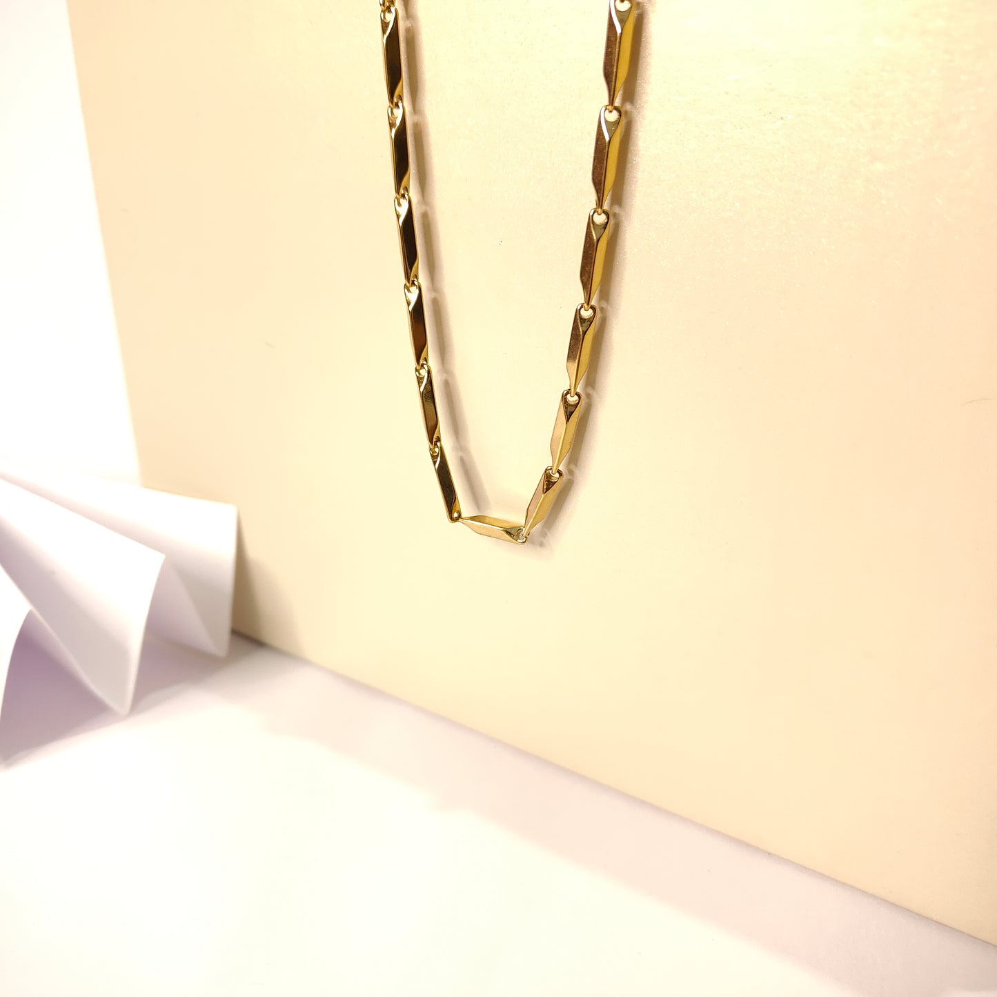 Gold Bar Link Chain Necklace | Modern Geometric Gold Link Chain | Minimalist Gold Fashion Necklace