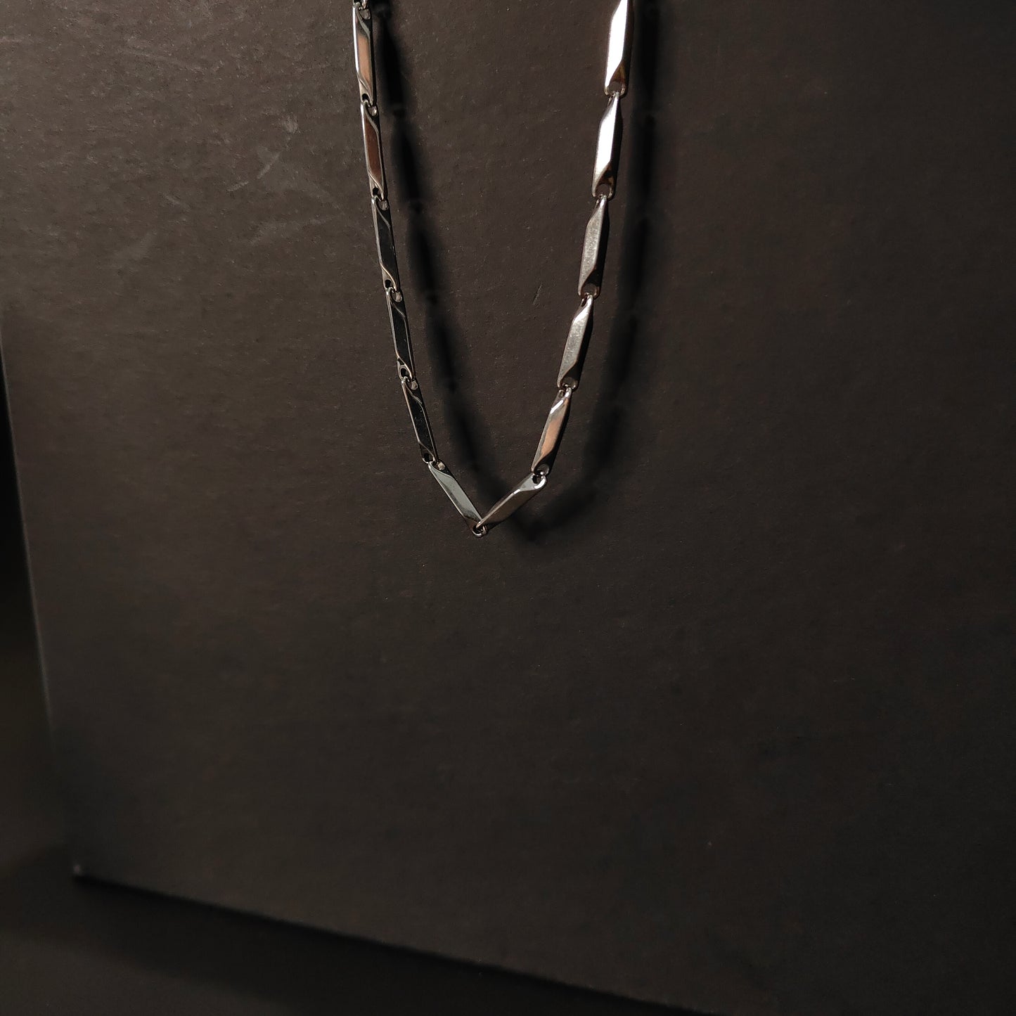 Silver Bar Link Chain Necklace | Modern Geometric Silver Link Chain | Minimalist Silver Fashion Necklace