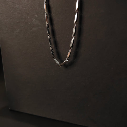Silver Bar Link Chain Necklace | Modern Geometric Silver Link Chain | Minimalist Silver Fashion Necklace