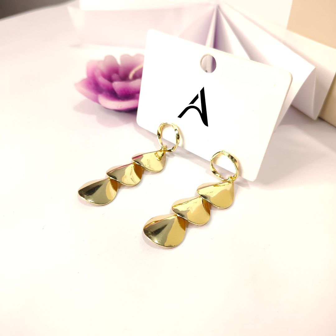 Lustrous Leaf Drop Danglers | Nature’s Grace Meets Golden Glamour