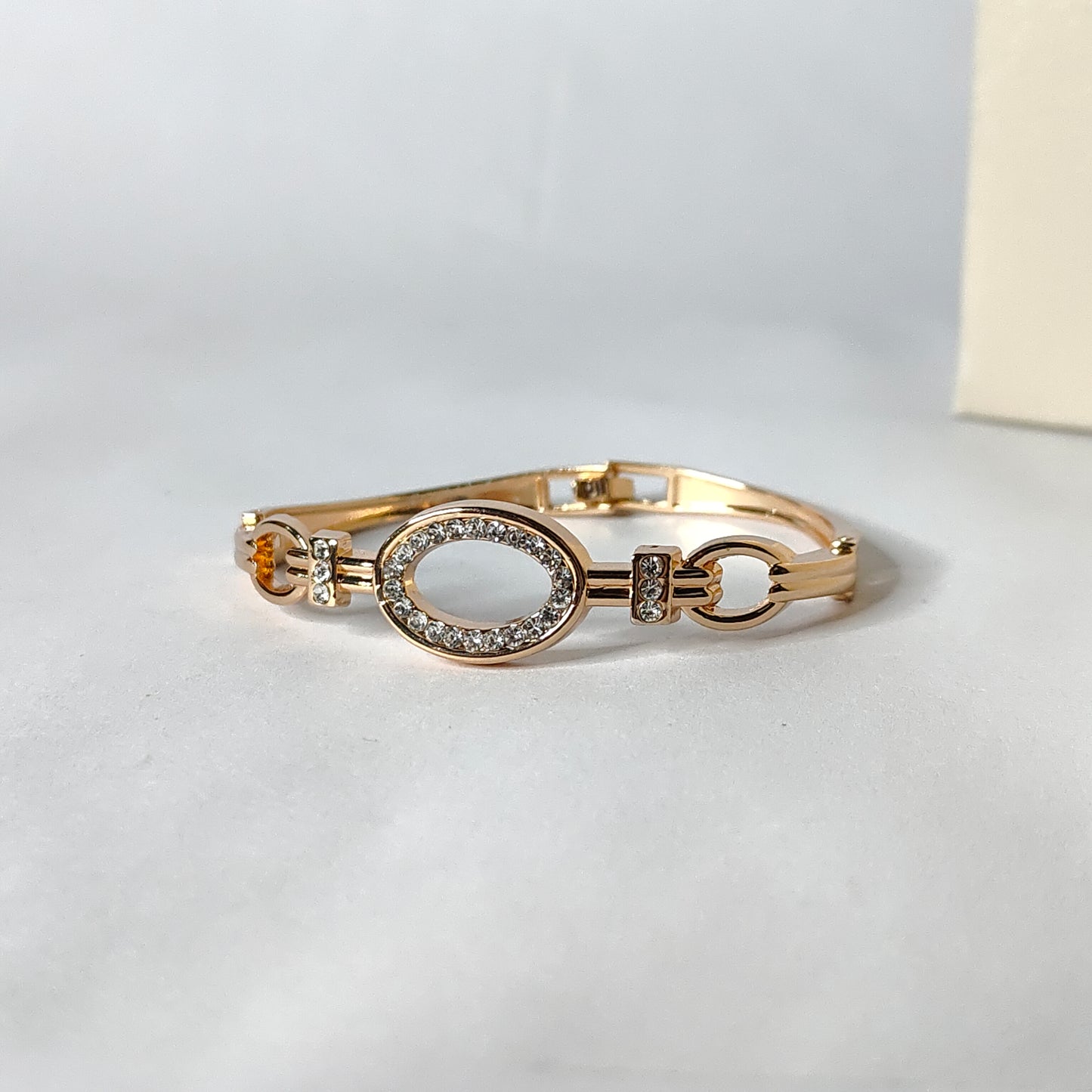 Elegant Gold Linked Crystal Bangle | Anti Tarnish Hinged Bangle for Women | Modern Fashion Jewellery