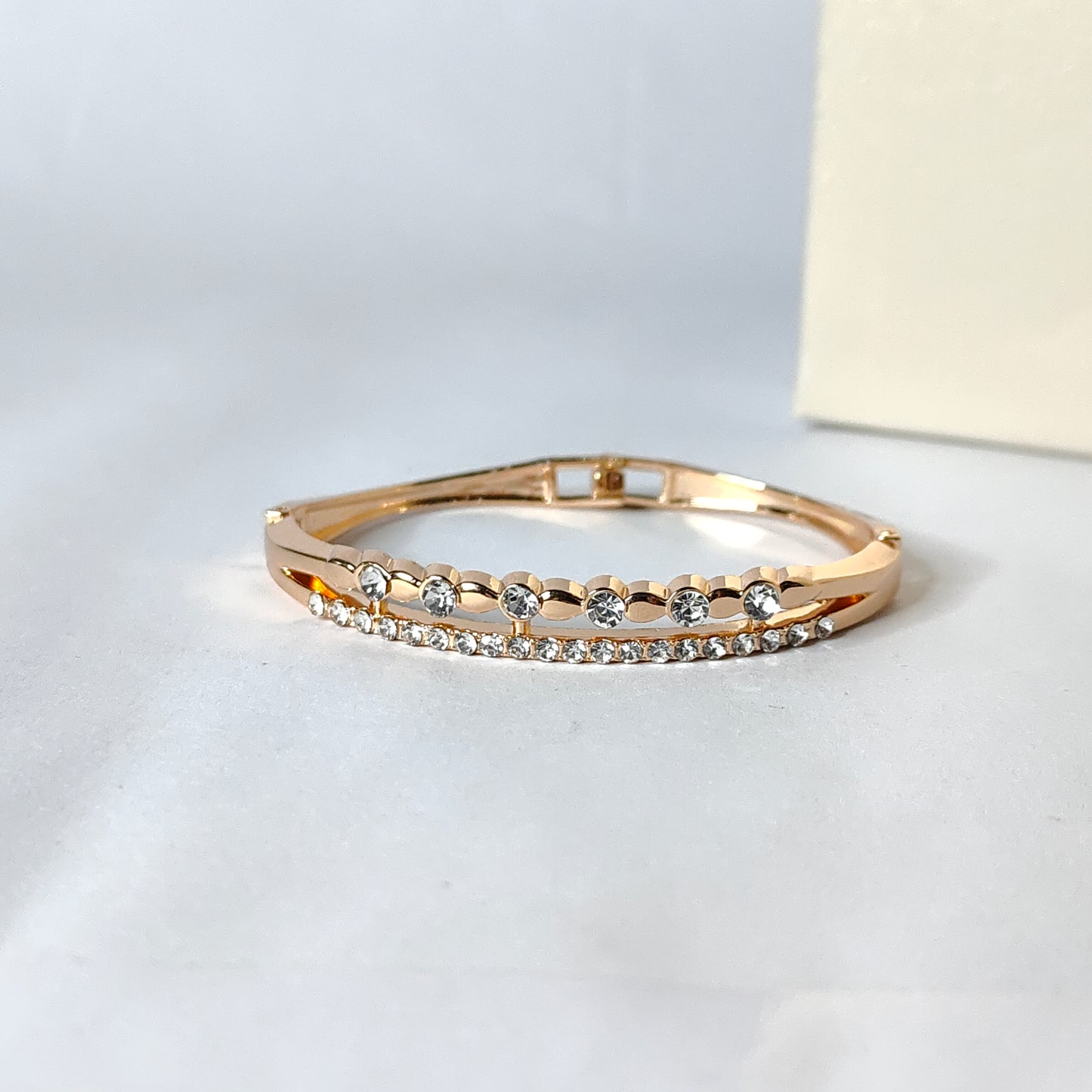 Gold Double Strand Bangle | Anti Tarnish Crystal Layered Bangle | Elegant Fashion Jewellery for Women