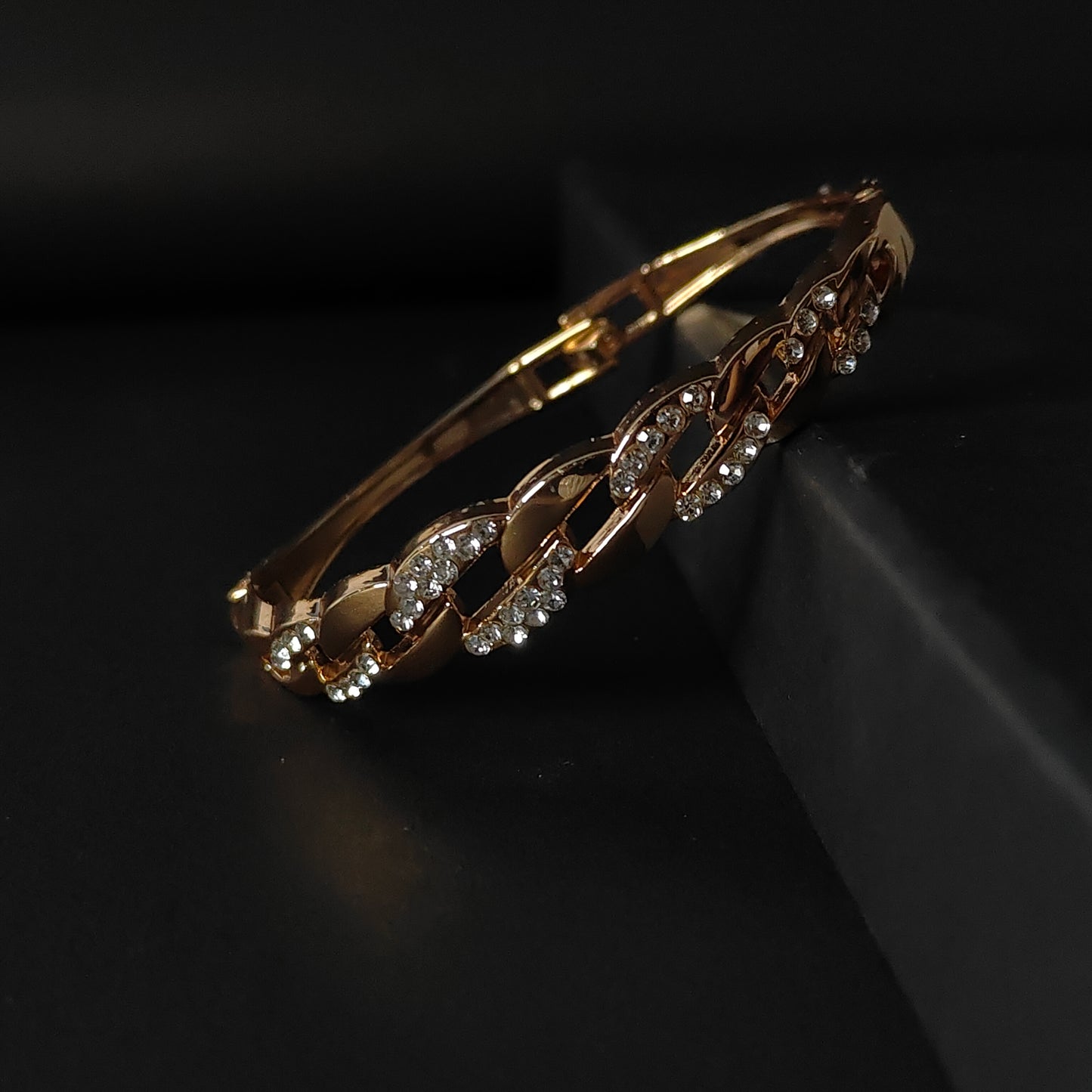 Gold Chain Link Bangle | Anti Tarnish Crystal Bangle for Women | Modern Fashion Jewellery
