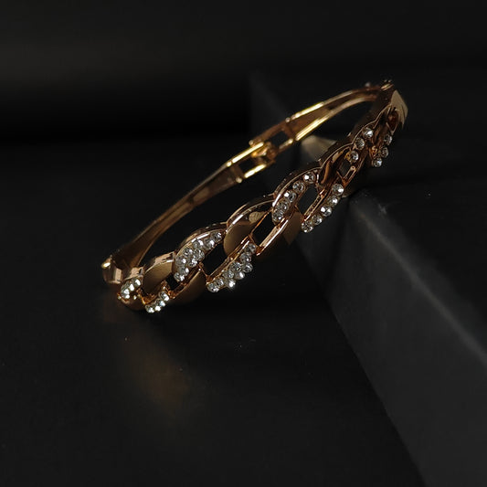 Gold Chain Link Bangle | Anti Tarnish Crystal Bangle for Women | Modern Fashion Jewellery