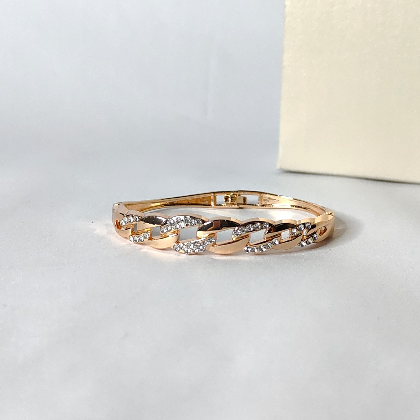 Gold Chain Link Bangle | Anti Tarnish Crystal Bangle for Women | Modern Fashion Jewellery