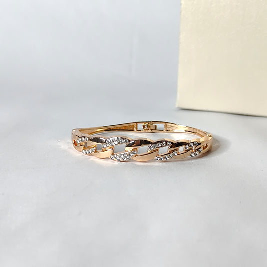Gold Chain Link Bangle | Anti Tarnish Crystal Bangle for Women | Modern Fashion Jewellery