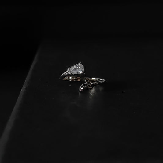 Diamond Clear CZ Bypass Ring | Silver Branch Open Ring | Modern Minimalist Clear Gemstone Ring for Women
