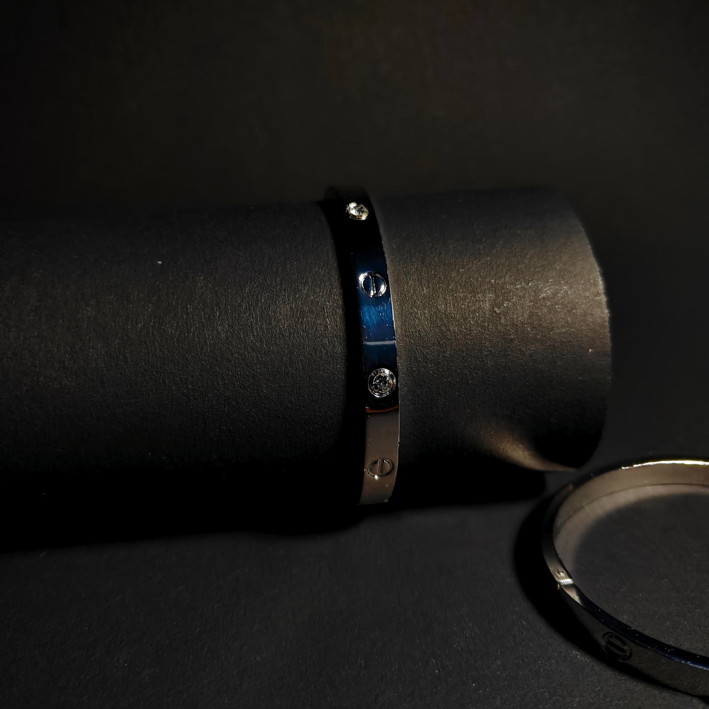 Screw Motif Love Bangle | Durable Stainless Steel Bangle with Crystal Accents