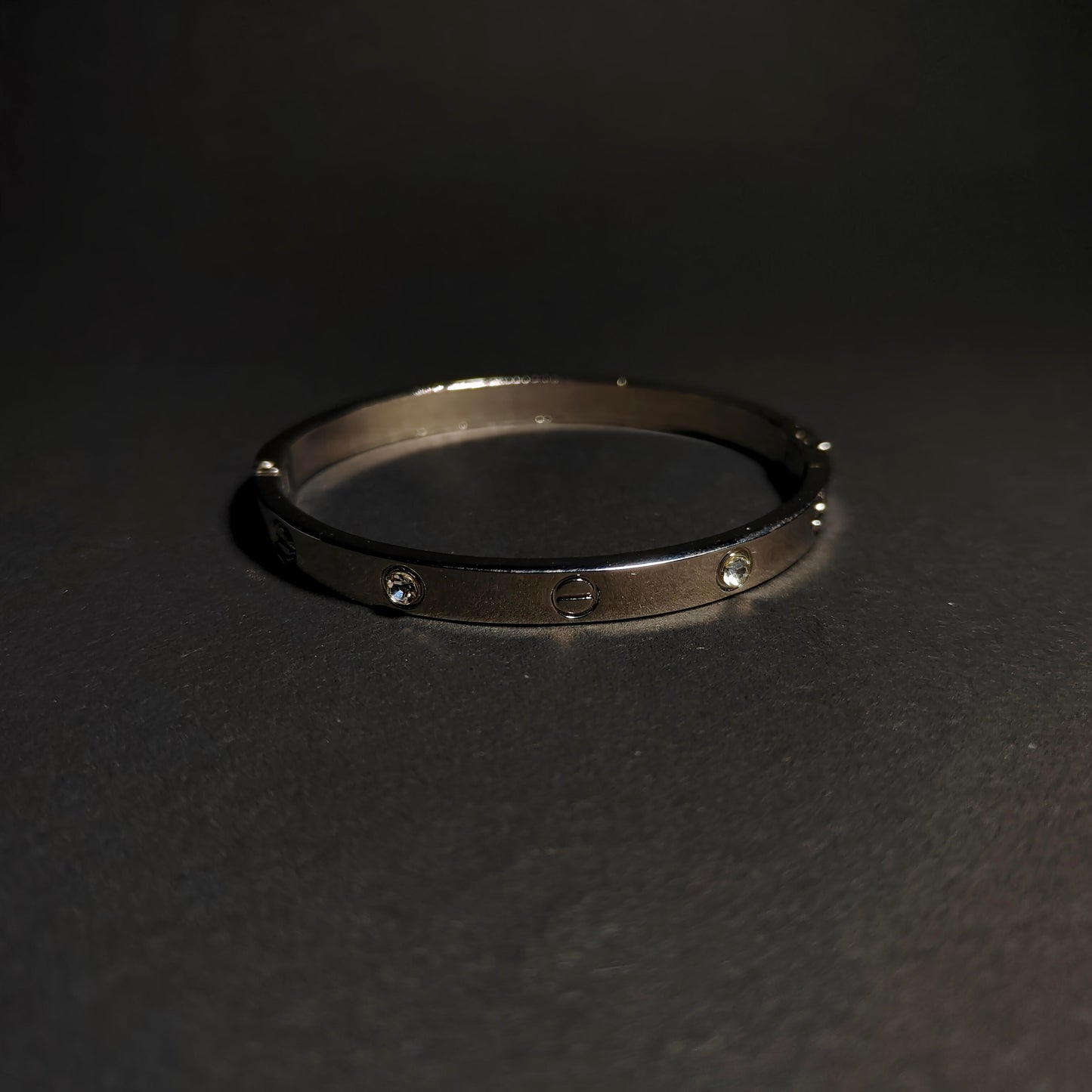 Screw Motif Love Bangle | Durable Stainless Steel Bangle with Crystal Accents