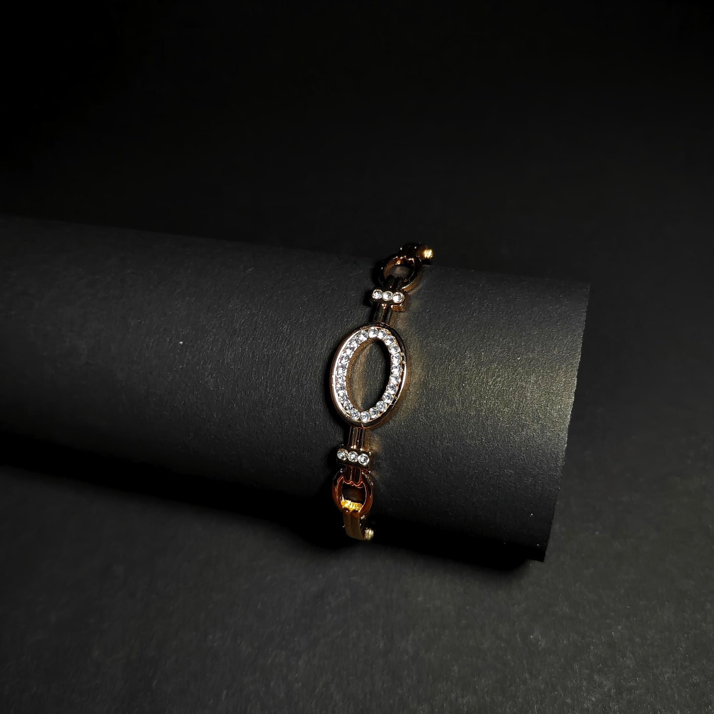 Elegant Gold Linked Crystal Bangle | Anti Tarnish Hinged Bangle for Women | Modern Fashion Jewellery