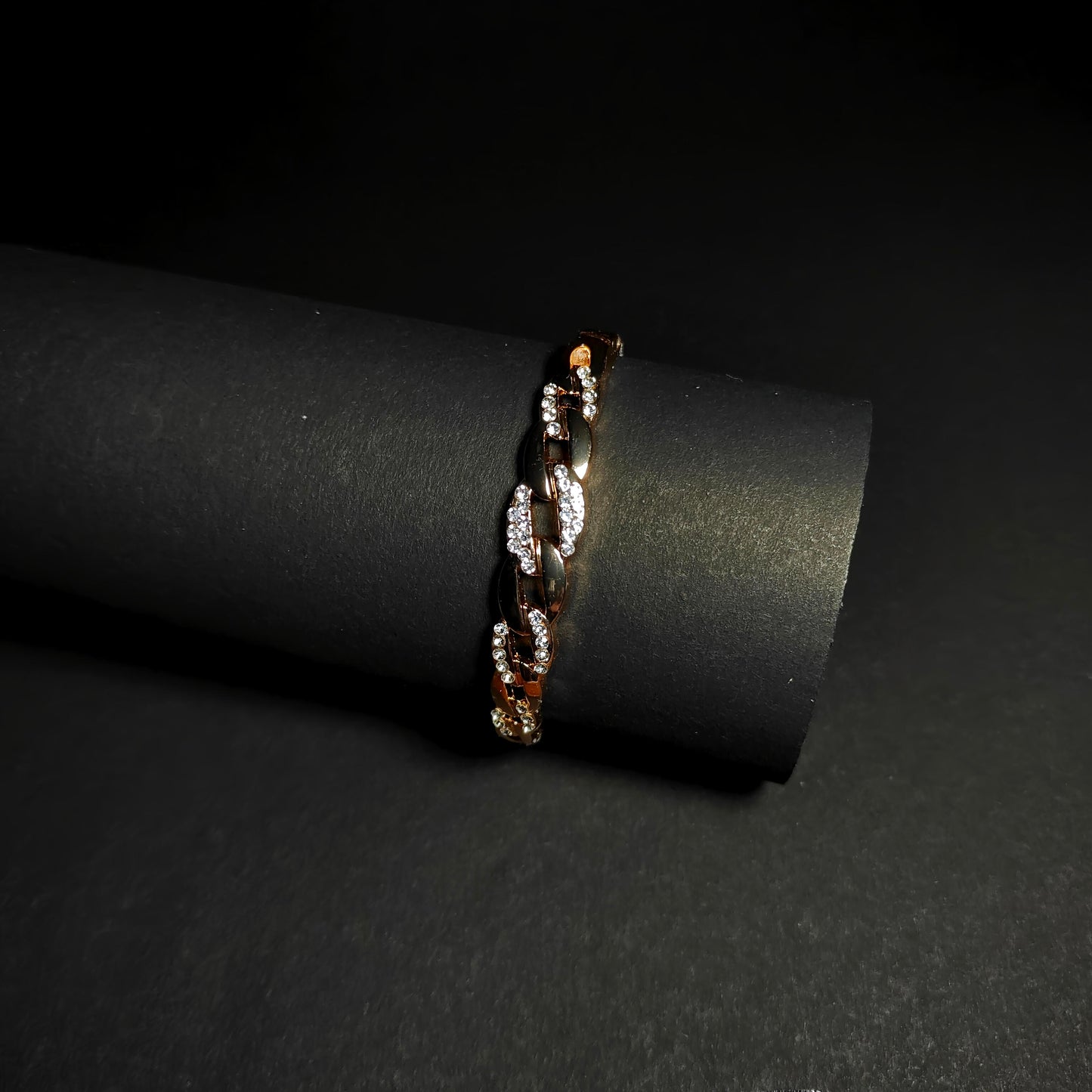 Gold Chain Link Bangle | Anti Tarnish Crystal Bangle for Women | Modern Fashion Jewellery