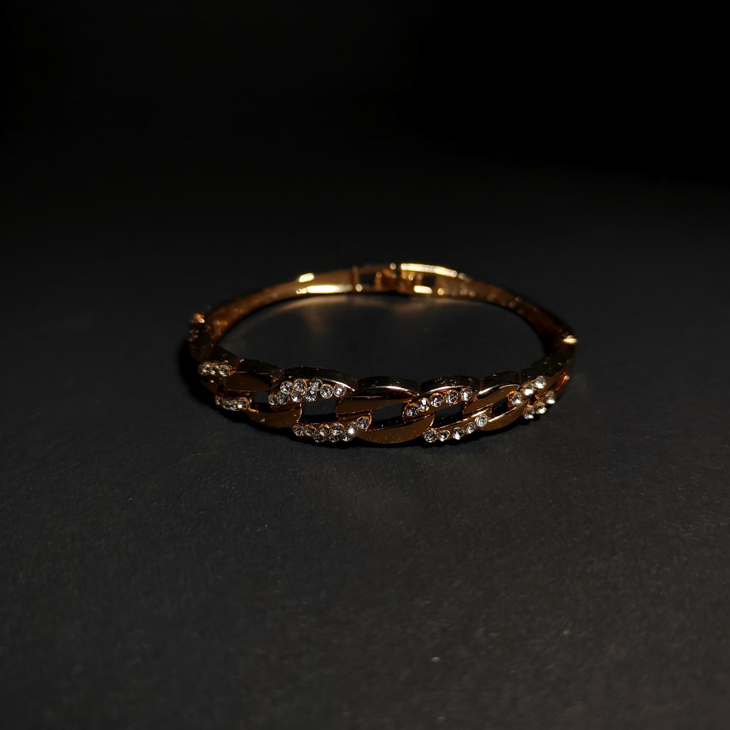 Gold Chain Link Bangle | Anti Tarnish Crystal Bangle for Women | Modern Fashion Jewellery