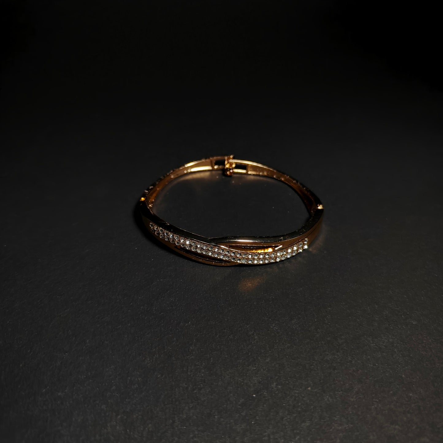 Elegant Gold Wave Crystal Bangle | Anti Tarnish Flowing Line Bangle | Modern Fashion Jewellery for Women