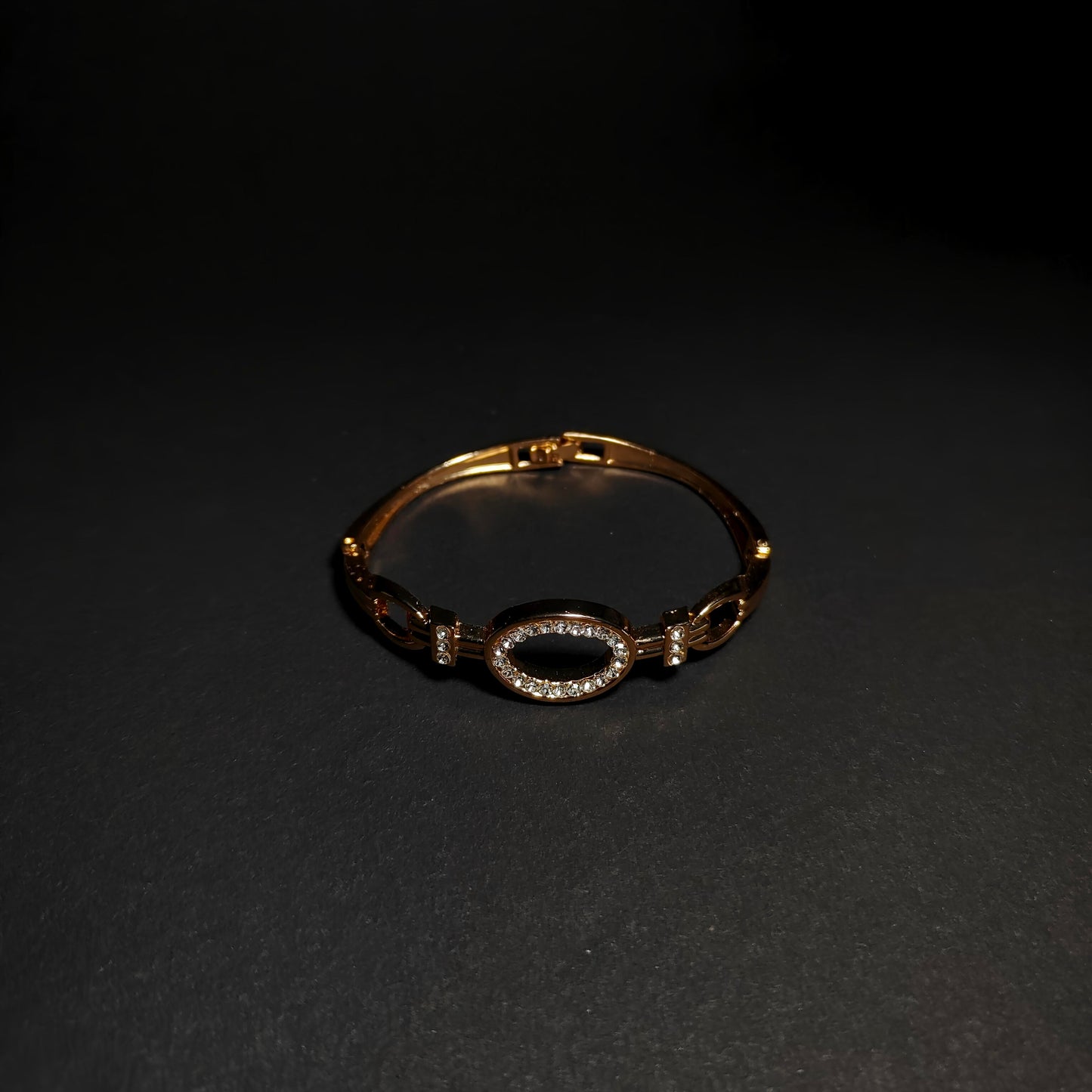 Elegant Gold Linked Crystal Bangle | Anti Tarnish Hinged Bangle for Women | Modern Fashion Jewellery