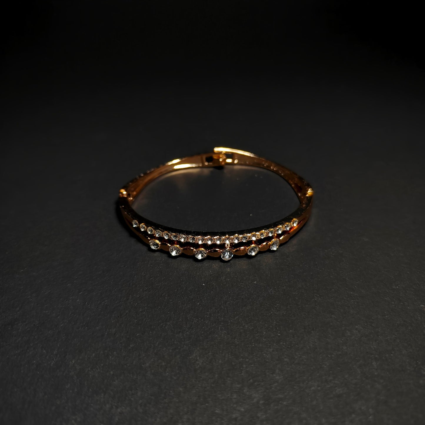 Gold Double Strand Bangle | Anti Tarnish Crystal Layered Bangle | Elegant Fashion Jewellery for Women