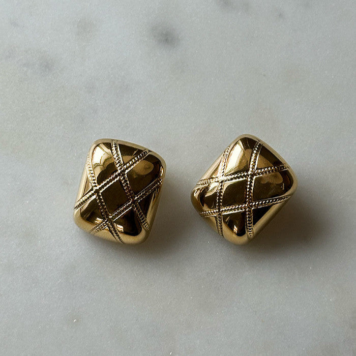 Golden Lattice Studs | Intricate Geometric Elegance