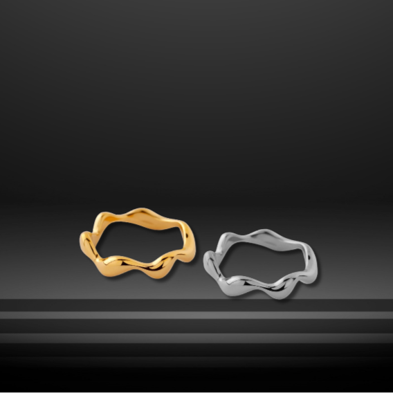 Nuanced Flow Ring Duo | Sculptural Statement with Organic Curve Design