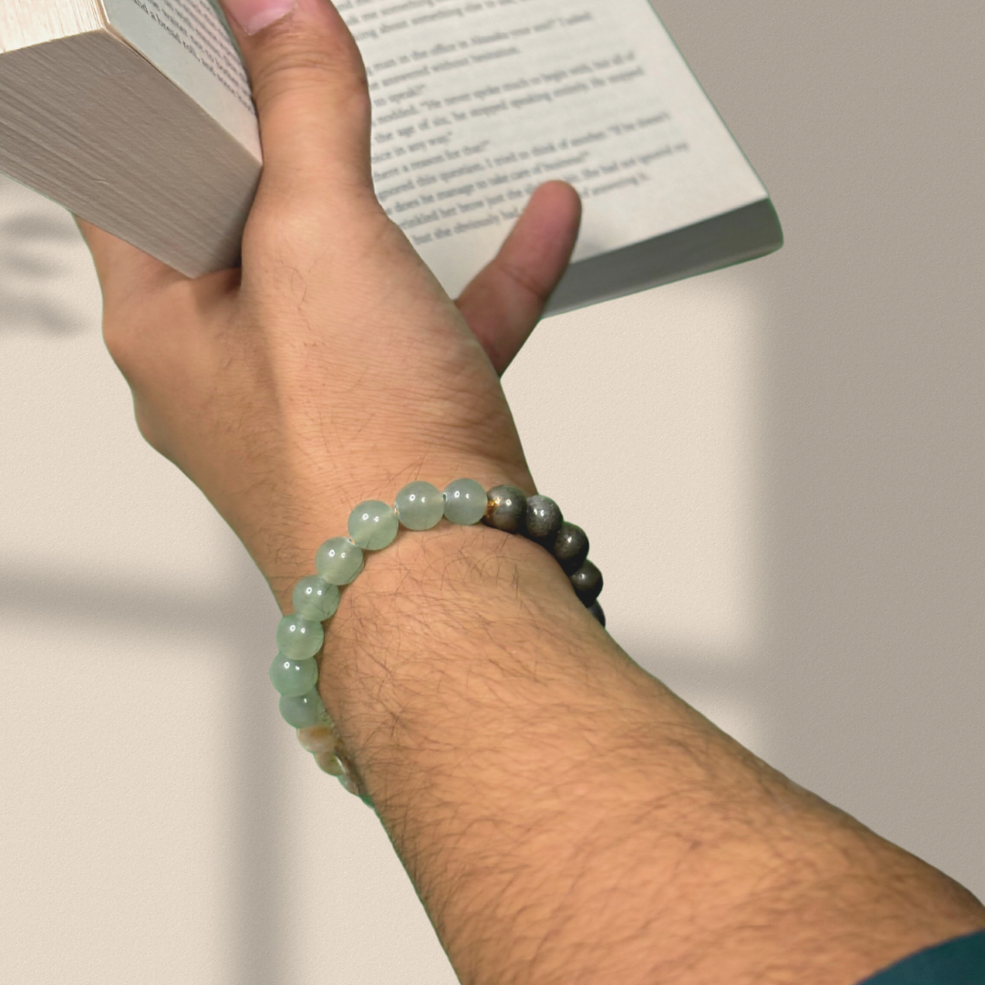 Green Aventurine, Pyrite & Tiger Eye Crystal Bracelet | Luck, Prosperity & Protection