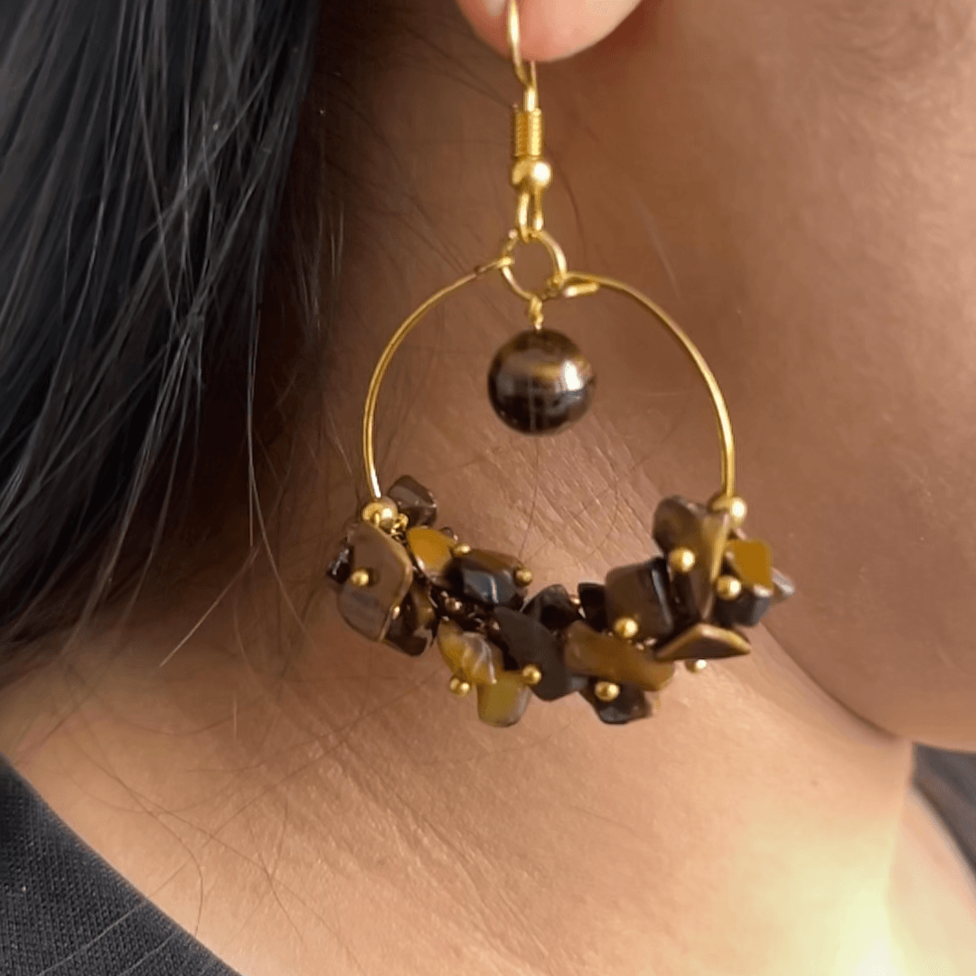 Natural Tiger Eye Earrings | Handcrafted Gemstone Jewelry for Confidence and Clarity