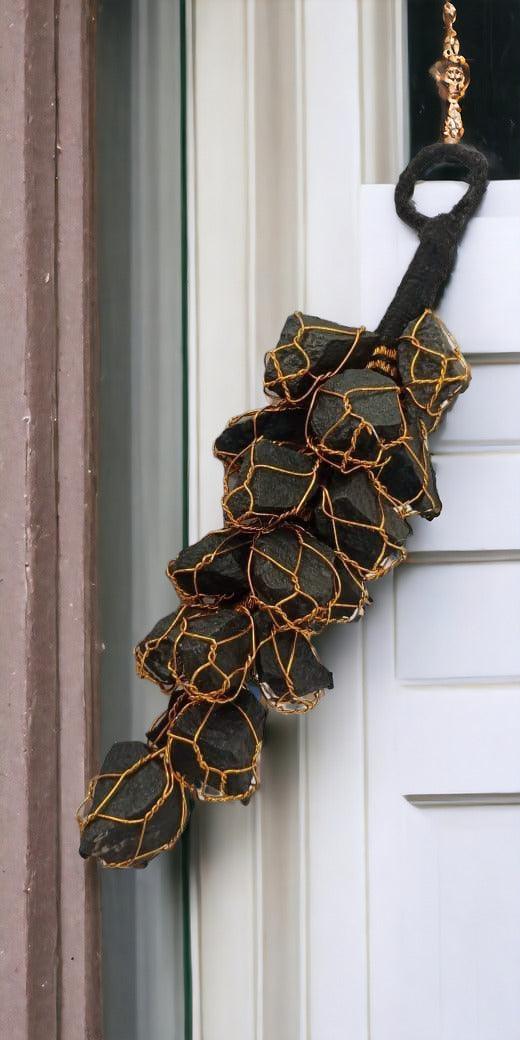 Black Tourmaline Door Hanging | Powerful Crystal Protection for Positive Home Energy