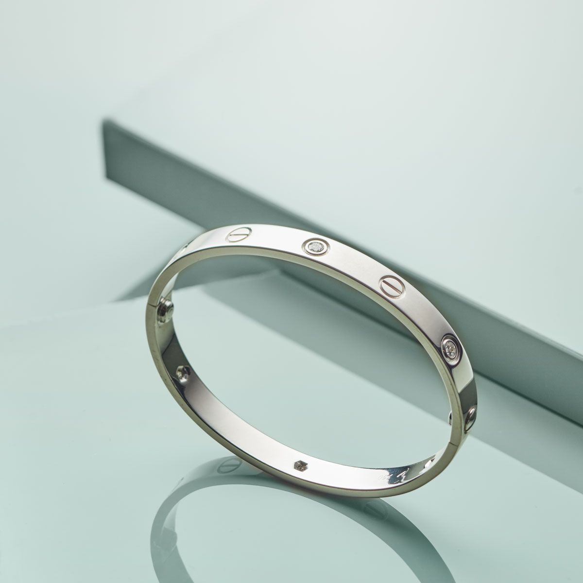 Screw Motif Love Bangle | Durable Stainless Steel Bangle with Crystal Accents