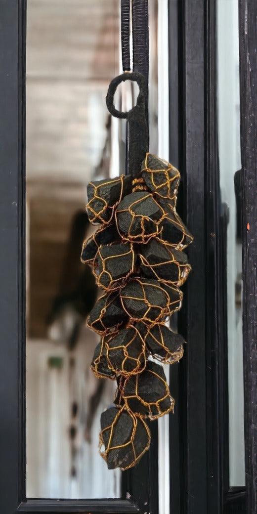 Black Tourmaline Door Hanging | Powerful Crystal Protection for Positive Home Energy