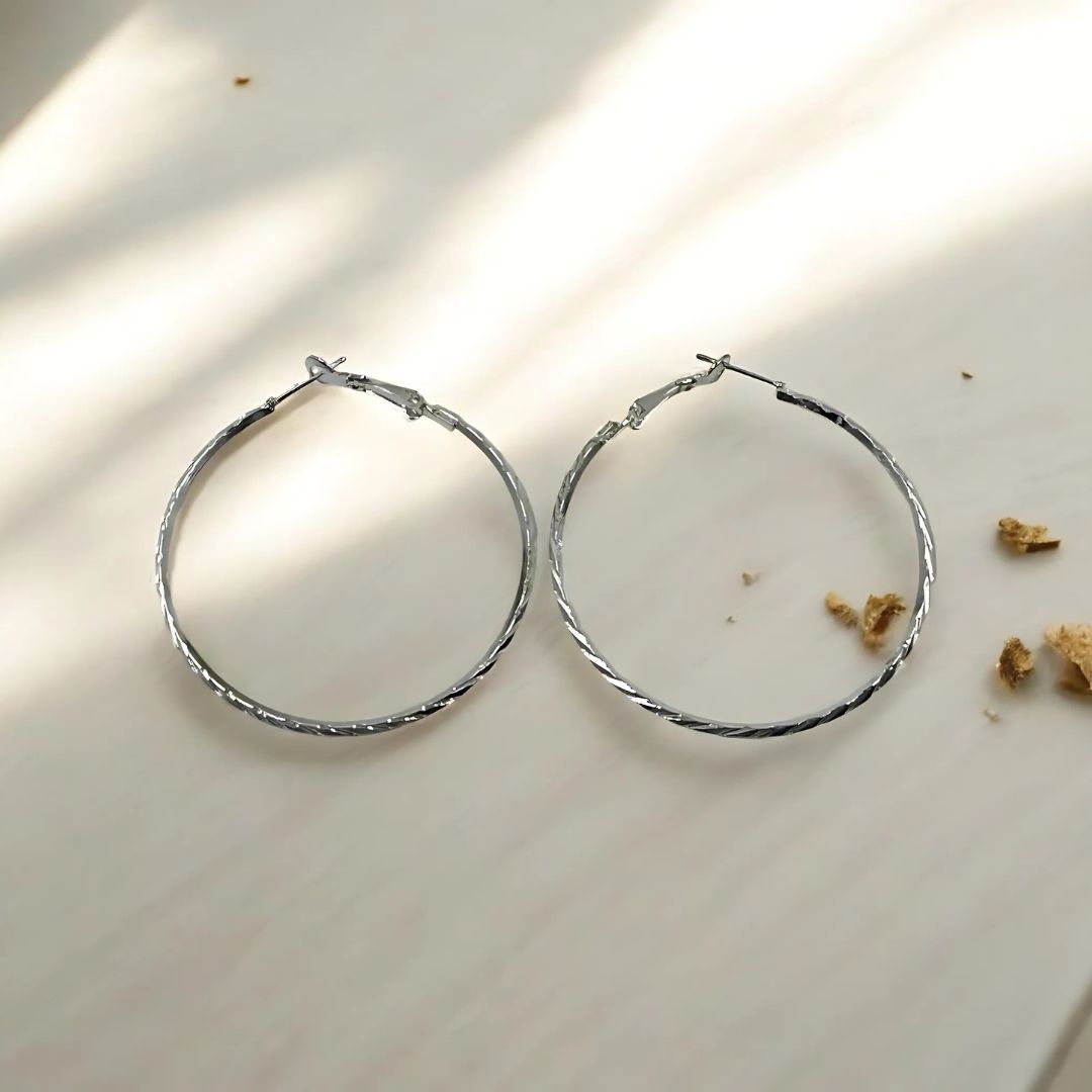 Onyx Texture Hoops | Dark Metal Twisted Hoop Earrings with Modern Edge